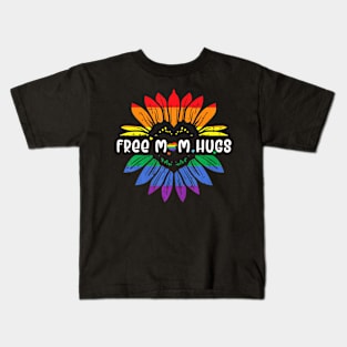 Gay Pride Free Mom Hugs Flag Lgbtq Mama Kids T-Shirt